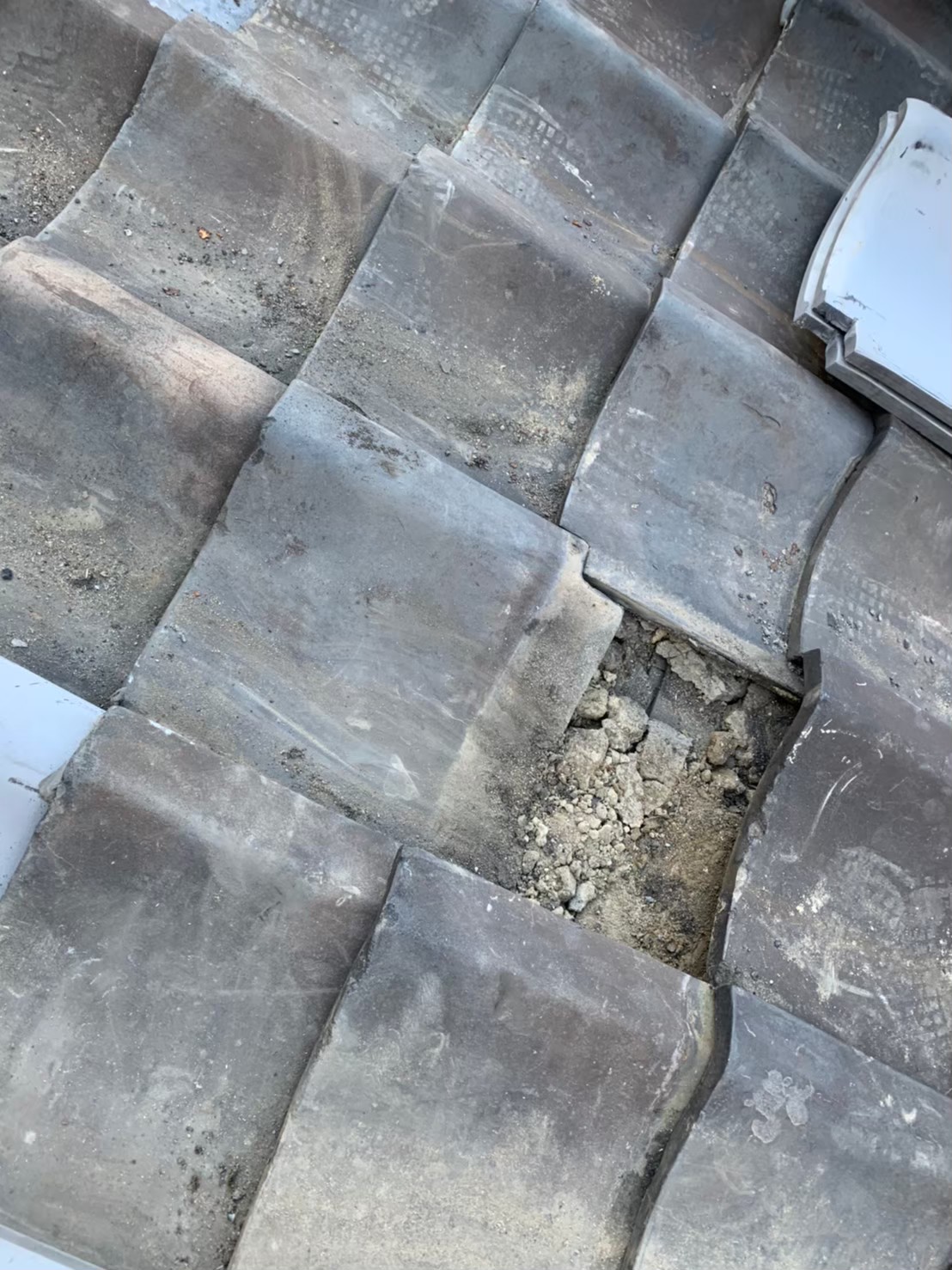 割れてしまった瓦の差し替え工事